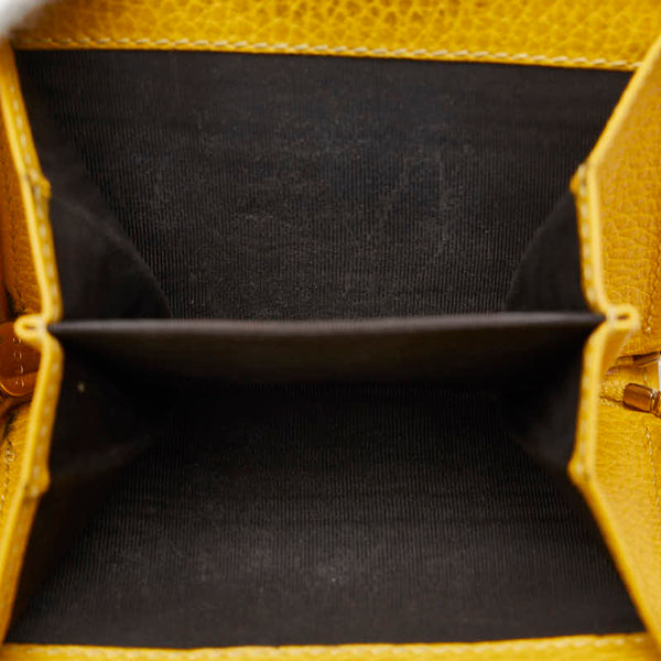 グッチ GGキャンバス 二つ折り財布 ラウンドファウナー コンパクトウォレット 346056 ベージュ イエロー キャンバス レザー レディース GUCCI 【中古】