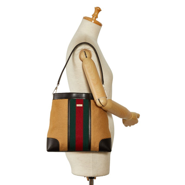 グッチ シェリーライン ワンショルダーバッグ ハンドバッグ 0014231 ブラウン　マルチカラー キャンバス レザー レディース GUCCI 【中古】