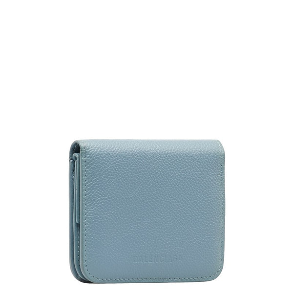 バレンシアガ エッセンシャル ミニ ウォレット 二つ折り財布 658340 ブルー レザー レディース BALENCIAGA 【中古】