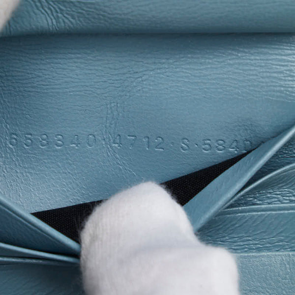 バレンシアガ エッセンシャル ミニ ウォレット 二つ折り財布 658340 ブルー レザー レディース BALENCIAGA 【中古】