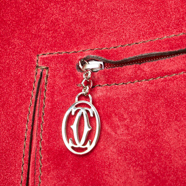 カルティエ マルチェロ ドゥ カルティエSM ハンドバッグ ショルダーバッグ 2WAY レッド レザー スウェード パイソン レディース CARTIER 【中古】