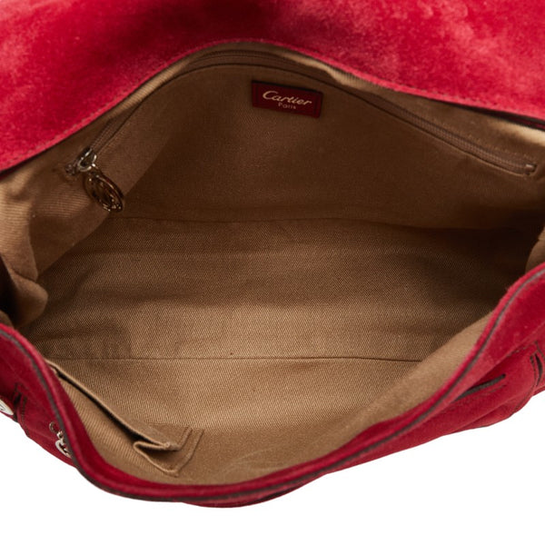 カルティエ マルチェロ ドゥ カルティエSM ハンドバッグ ショルダーバッグ 2WAY レッド レザー スウェード パイソン レディース CARTIER 【中古】