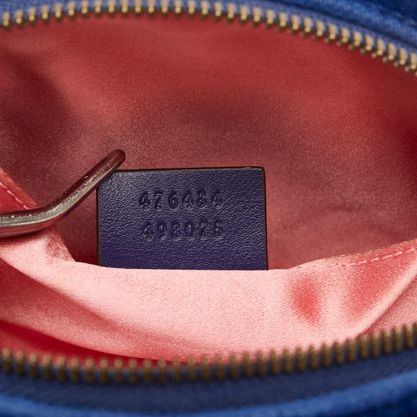 グッチ GGマーモント キルティング ウエストバッグ ベルトバッグ 476434 ネイビー ゴールド ベロア レザー レディース GUCCI 【中古】