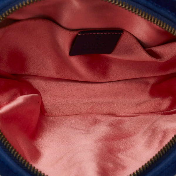 グッチ GGマーモント キルティング ウエストバッグ ベルトバッグ 476434 ネイビー ゴールド ベロア レザー レディース GUCCI 【中古】