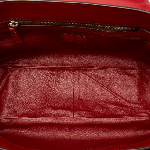 プラダ ロゴ ワンショルダーバッグ ハンドバッグ BR3021 レッド ブラウン レザー レディース PRADA 【中古】