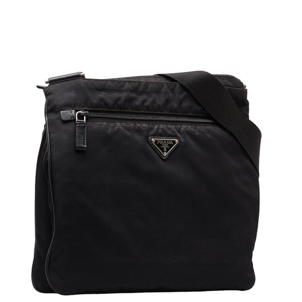プラダ 三角ロゴプレート 斜め掛け ショルダーバッグ VA0563 ブラック ナイロン レディース PRADA 【中古】