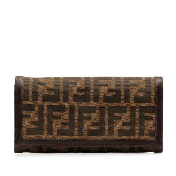 フェンディ ズッカ 長財布 30851 ブラウン キャンバス レザー レディース FENDI 【中古】