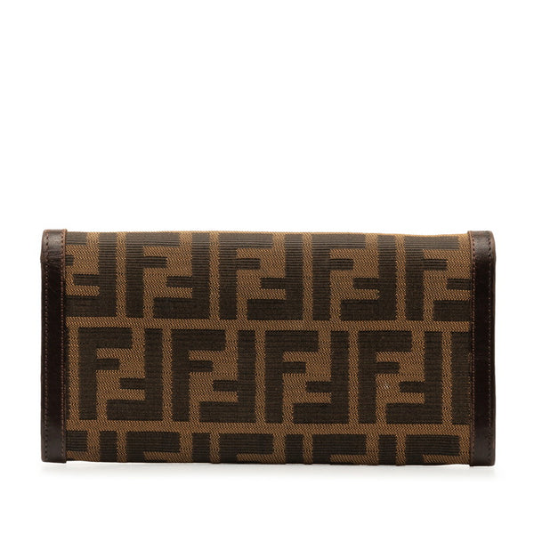 フェンディ ズッカ 長財布 30851 ブラウン キャンバス レザー レディース FENDI 【中古】