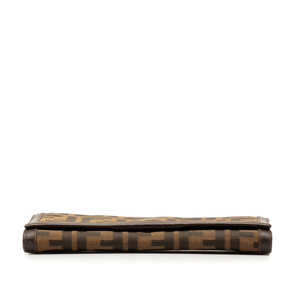 フェンディ ズッカ 長財布 30851 ブラウン キャンバス レザー レディース FENDI 【中古】