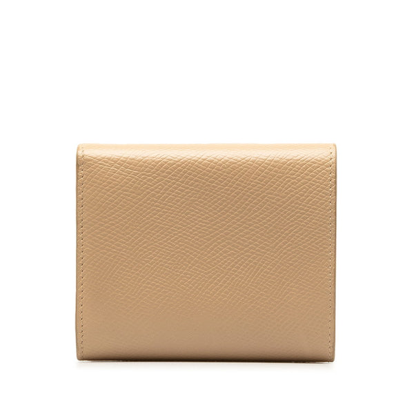 セリーヌ スモール トリフォールドウォレット 三つ折り財布 ベージュ ヌード レザー レディース CELINE 【中古】