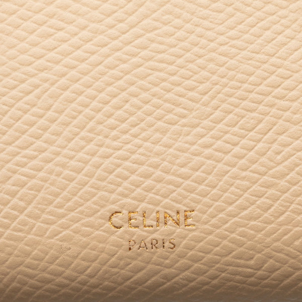 セリーヌ スモール トリフォールドウォレット 三つ折り財布 ベージュ ヌード レザー レディース CELINE 【中古】