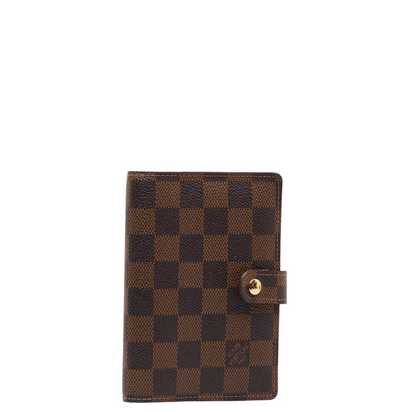 ルイ ヴィトン ダミエ アジェンダPM 手帳カバー 6穴 R20700 ブラウン PVC レザー レディース LOUIS VUITTON 【中古】