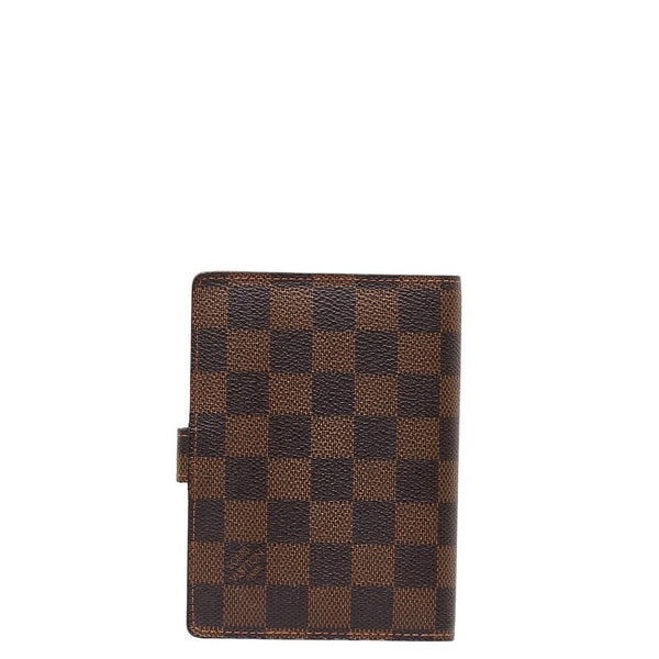 ルイ ヴィトン ダミエ アジェンダPM 手帳カバー 6穴 R20700 ブラウン PVC レザー レディース LOUIS VUITTON 【中古】