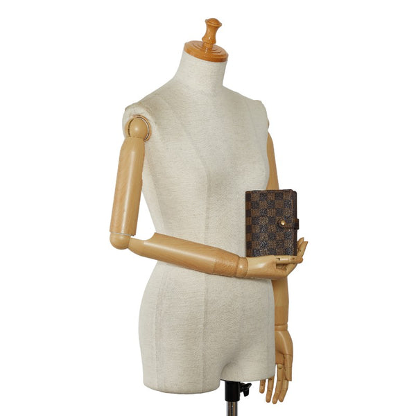 ルイ ヴィトン ダミエ アジェンダPM 手帳カバー 6穴 R20700 ブラウン PVC レザー レディース LOUIS VUITTON 【中古】