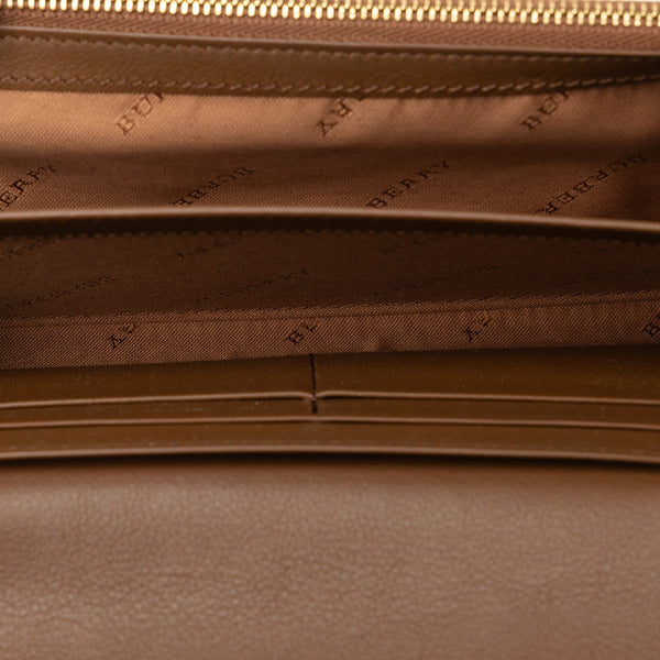 バーバリー ノバチェック シャドーホース 長財布 ブラウン レザー キャンバス レディース BURBERRY 【中古】