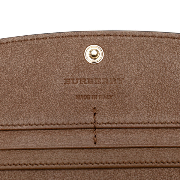 バーバリー ノバチェック シャドーホース 長財布 ブラウン レザー キャンバス レディース BURBERRY 【中古】