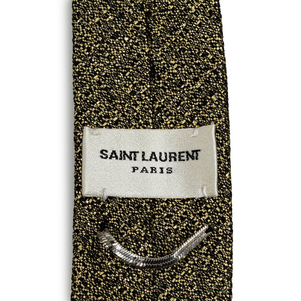 サンローラン ネクタイ ブラック ゴールド ポリエステル メンズ SAINT LAURENT 【中古】