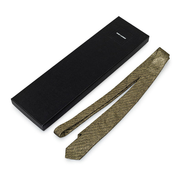 サンローラン ネクタイ ブラック ゴールド ポリエステル メンズ SAINT LAURENT 【中古】
