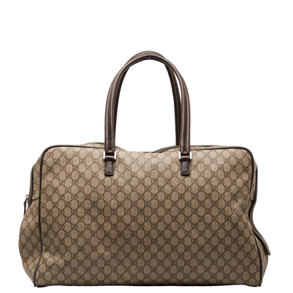 グッチ GGスプリーム ボストンバッグ ハンドバッグ 108827 ブラウン ベージュ PVC レザー レディース GUCCI 【中古】