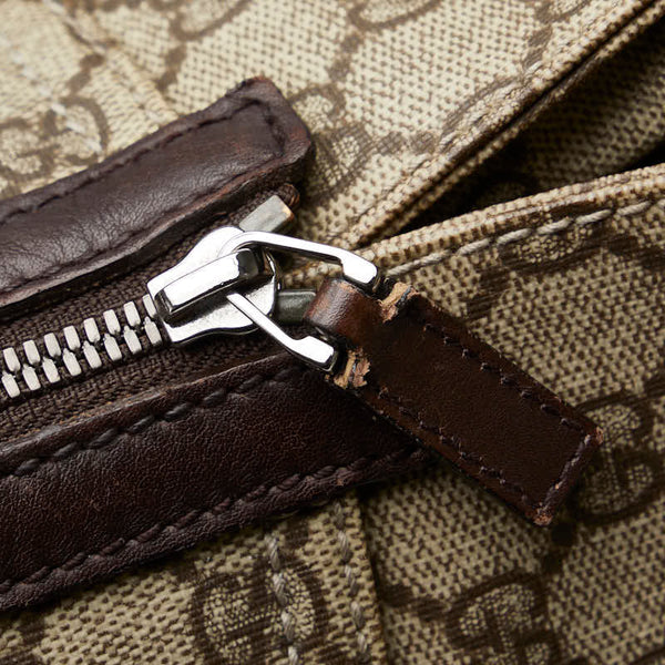 グッチ GGスプリーム ボストンバッグ ハンドバッグ 108827 ブラウン ベージュ PVC レザー レディース GUCCI 【中古】