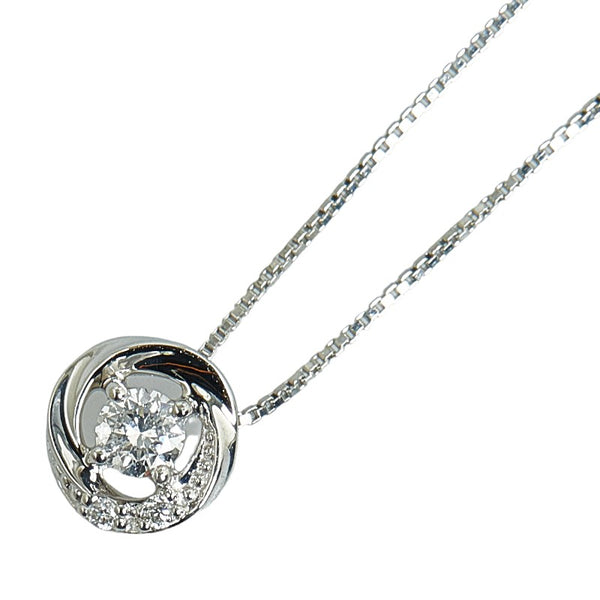 Pt900 プラチナ Pt850 プラチナ ダイヤ0.097ct ダイヤ0.01ct プチ ペンダントネックレス レディース 【中古】