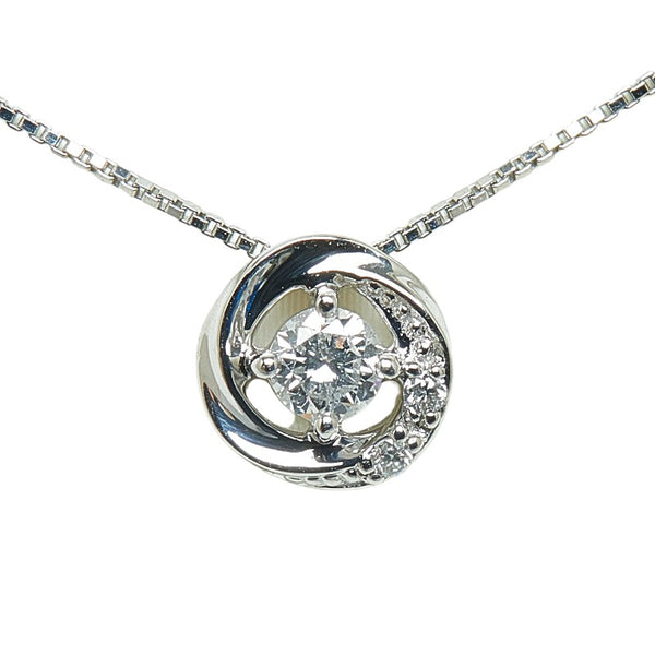 Pt900 プラチナ Pt850 プラチナ ダイヤ0.097ct ダイヤ0.01ct プチ ペンダントネックレス レディース 【中古】