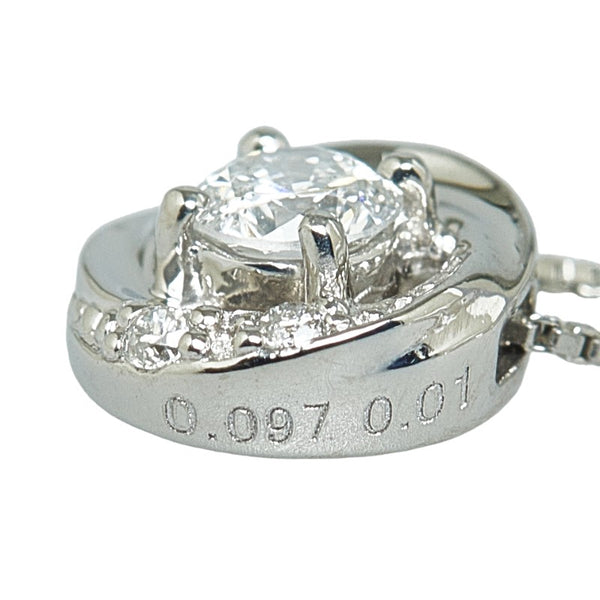 Pt900 プラチナ Pt850 プラチナ ダイヤ0.097ct ダイヤ0.01ct プチ ペンダントネックレス レディース 【中古】