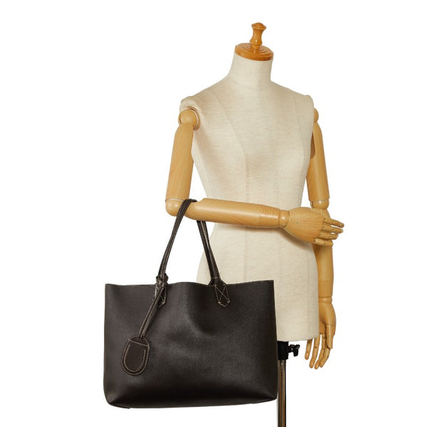 グッチ GGスプリーム リバーシブル トートバッグ ショルダーバッグ 368568 ブラウン ベージュ レザー PVC レディース GUCCI 【中古】