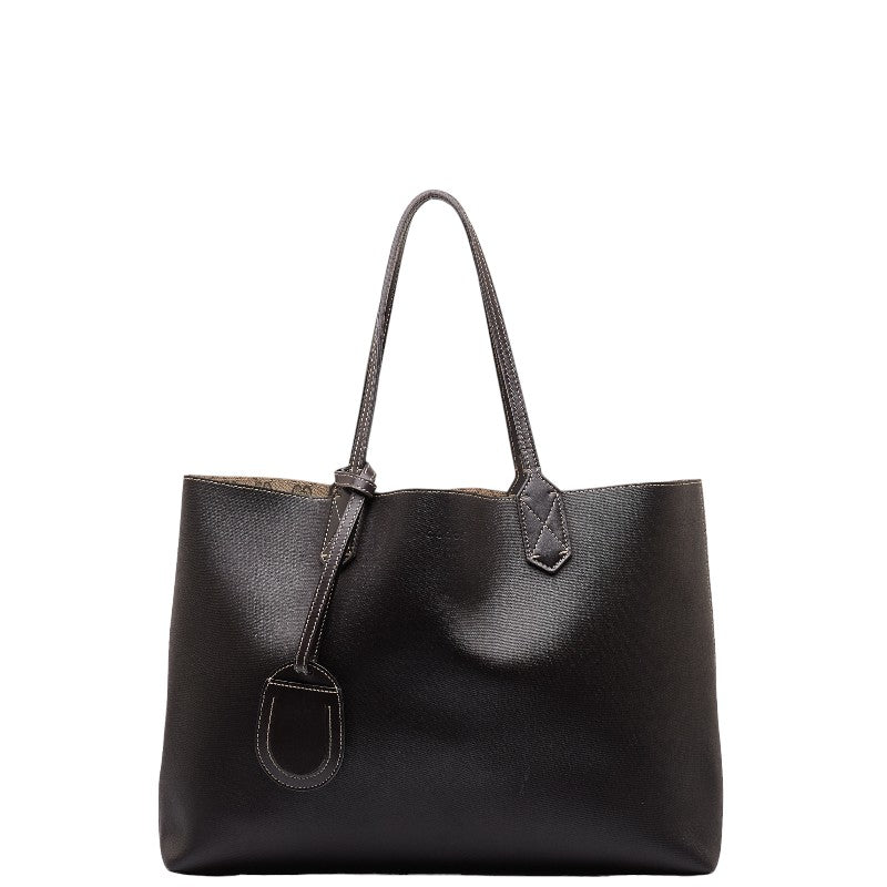 グッチ GGスプリーム リバーシブル トートバッグ ショルダーバッグ 368568 ブラウン ベージュ レザー PVC レディース GUCCI 【中古】