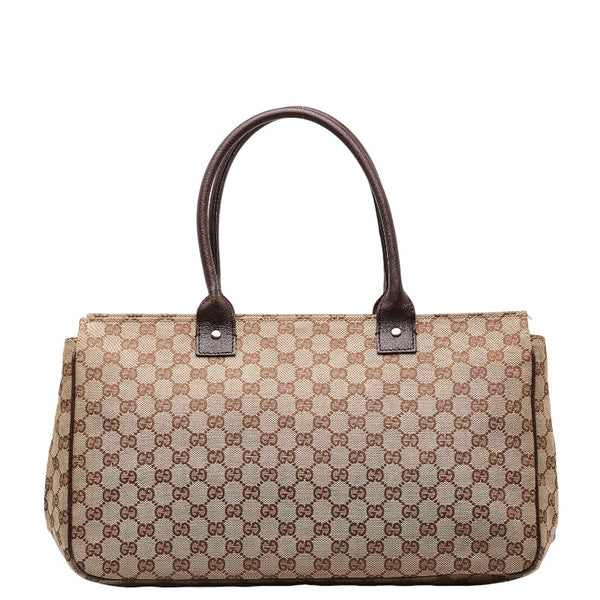 グッチ GGキャンバス ハンドバッグ トートバッグ 114267 ベージュ ブラウン キャンバス レザー レディース GUCCI 【中古】