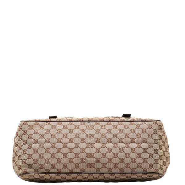 グッチ GGキャンバス ハンドバッグ トートバッグ 114267 ベージュ ブラウン キャンバス レザー レディース GUCCI 【中古】