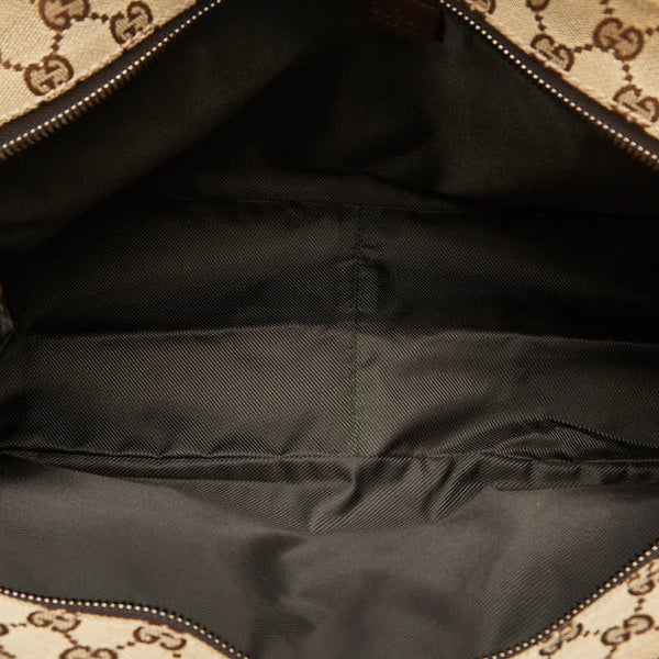 グッチ GGキャンバス ハンドバッグ トートバッグ 114267 ベージュ ブラウン キャンバス レザー レディース GUCCI 【中古】