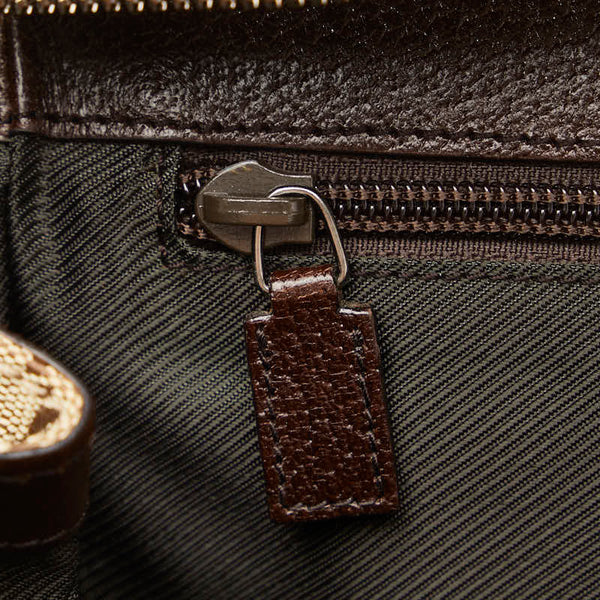 グッチ GGキャンバス ハンドバッグ トートバッグ 114267 ベージュ ブラウン キャンバス レザー レディース GUCCI 【中古】