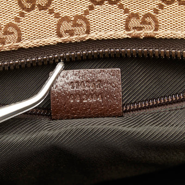 グッチ GGキャンバス ハンドバッグ トートバッグ 114267 ベージュ ブラウン キャンバス レザー レディース GUCCI 【中古】