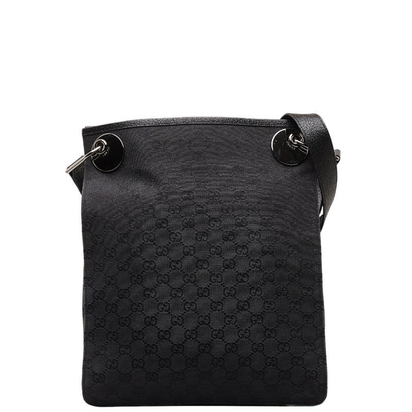 グッチ GGキャンバス 斜め掛け ショルダーバッグ 120842 ブラック キャンバス レザー レディース GUCCI 【中古】