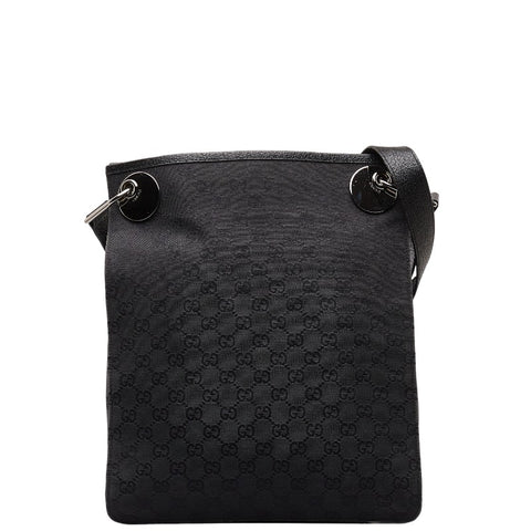 グッチ GGキャンバス 斜め掛け ショルダーバッグ 120842 ブラック キャンバス レザー レディース GUCCI 【中古】