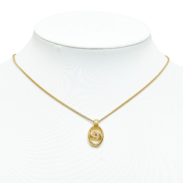 クリスチャンディオール ロゴ ネックレス ゴールド メッキ レディース Christian Dior 【中古】