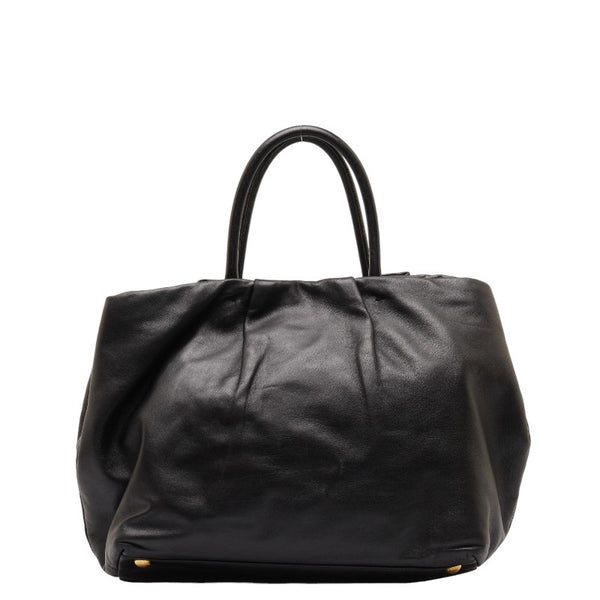 プラダ リボン ハンドバッグ トートバッグ BN1601 ブラック レザー レディース PRADA 【中古】