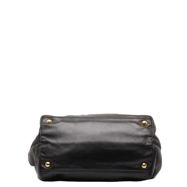 プラダ リボン ハンドバッグ トートバッグ BN1601 ブラック レザー レディース PRADA 【中古】