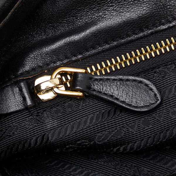 プラダ リボン ハンドバッグ トートバッグ BN1601 ブラック レザー レディース PRADA 【中古】