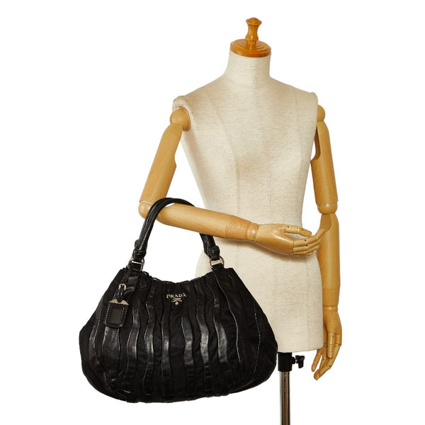 プラダ ハンドバッグ BR3994 ブラック レザー ナイロン レディース PRADA 【中古】