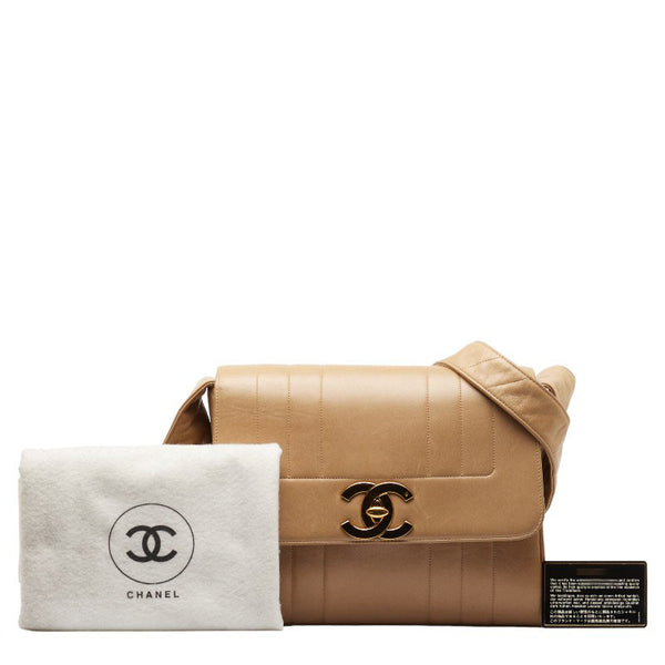 シャネル ココマーク 斜め掛け ショルダーバッグ ベージュ ゴールド ラムスキン レディース CHANEL 【中古】