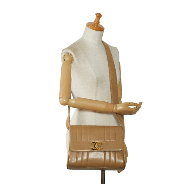 シャネル ココマーク 斜め掛け ショルダーバッグ ベージュ ゴールド ラムスキン レディース CHANEL 【中古】