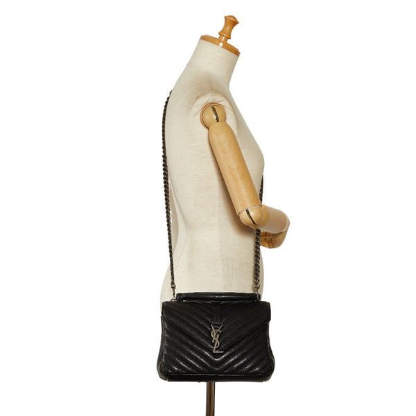 サンローラン カレッジ ハンドバッグ ショルダーバッグ 2WAY 428056 ブラック レザー レディース SAINT LAURENT 【中古】