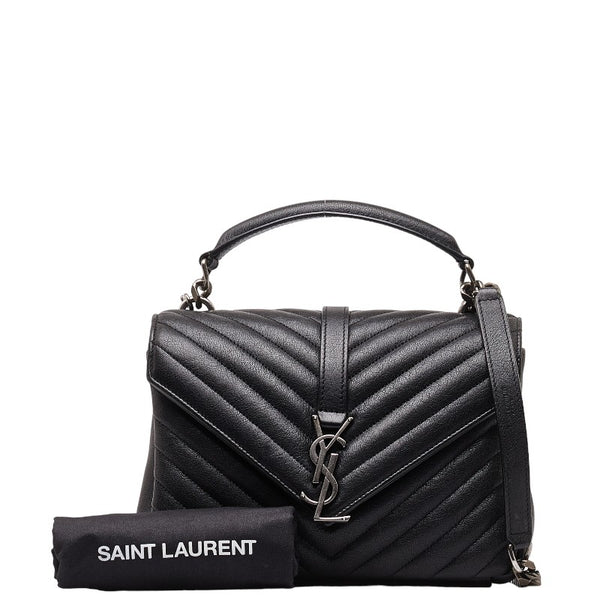 サンローラン カレッジ ハンドバッグ ショルダーバッグ 2WAY 428056 ブラック レザー レディース SAINT LAURENT 【中古】