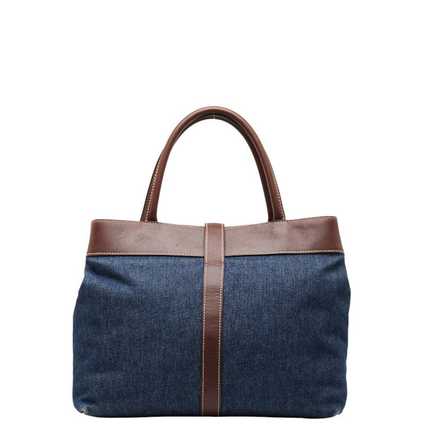 シャネル ココマーク ハンドバッグ トートバッグ ブルー ブラウン デニム レザー レディース CHANEL 【中古】