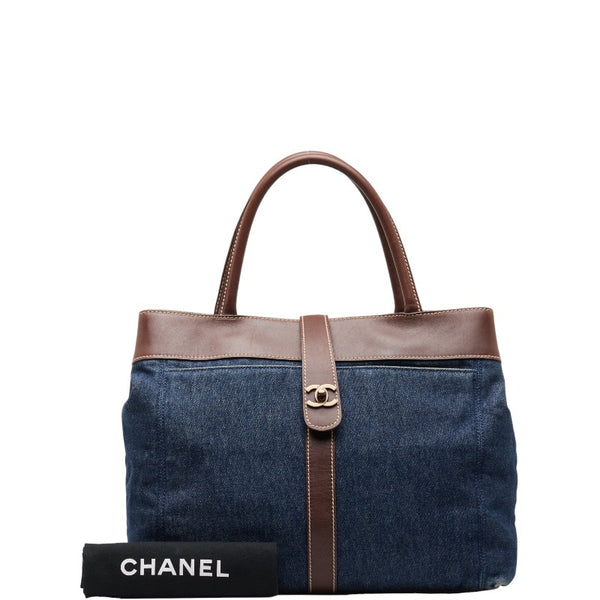 シャネル ココマーク ハンドバッグ トートバッグ ブルー ブラウン デニム レザー レディース CHANEL 【中古】