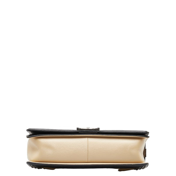 シャネル ココマーク ボーイシャネル ラージ チェーンショルダーバッグ ベージュ ブラック ラムスキン レディース CHANEL 【中古】