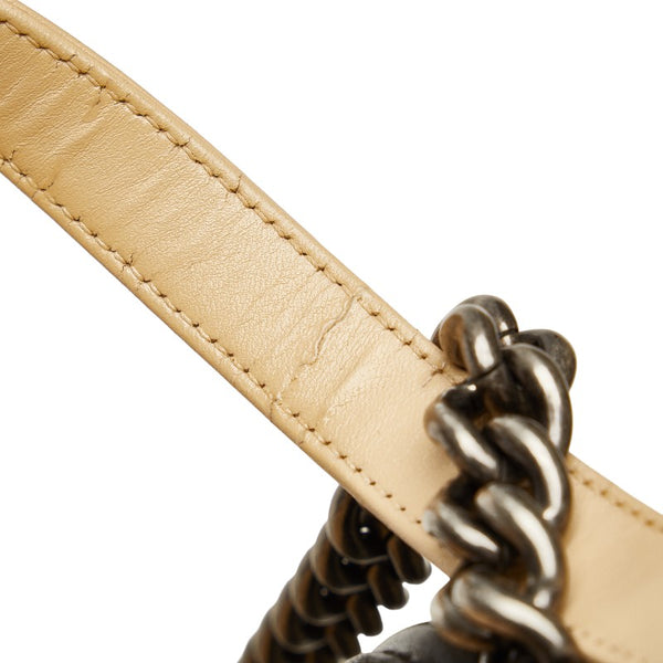 シャネル ココマーク ボーイシャネル ラージ チェーンショルダーバッグ ベージュ ブラック ラムスキン レディース CHANEL 【中古】