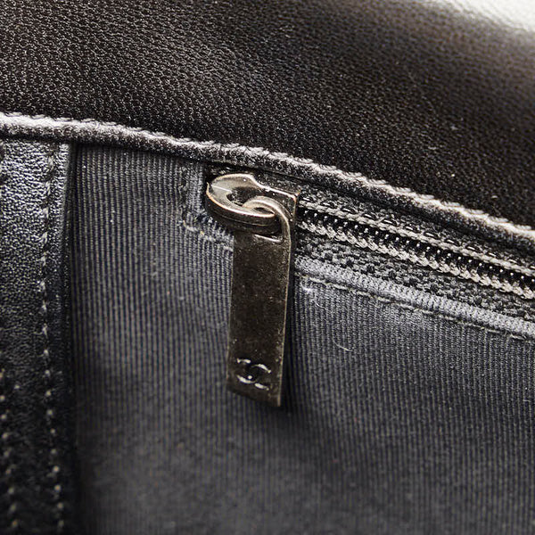 シャネル ココマーク ボーイシャネル ラージ チェーンショルダーバッグ ベージュ ブラック ラムスキン レディース CHANEL 【中古】